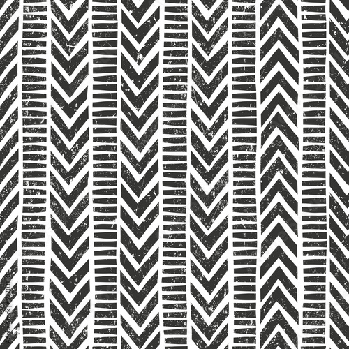 Vector hand drawn tribal pattern. Seamless geometric background with grunge texture.