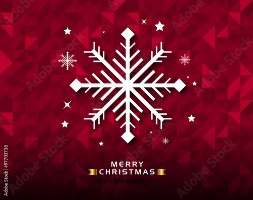 Merry christmas happy new year fancy winter snowflake shape red background  . Ideal for xmas card or elegant holiday party invitation.