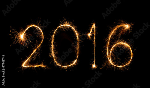 Happy new year 2016 with Sparkle firework
