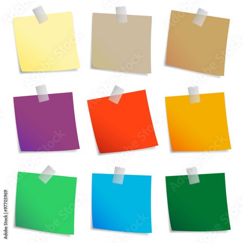 Colored set of sticky notes