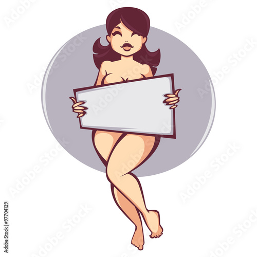 sexy cartoon girl holding a board for your text Stock Vector | Adobe Stock