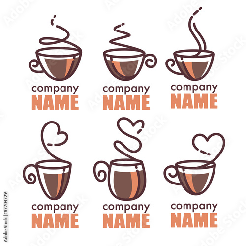 coffee and tea  vector linear logo collection