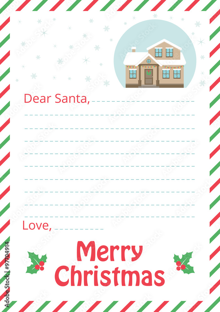 letter to santa with christmas house