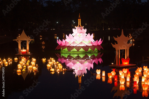 Loy Kratong Festival at Sukhothai Historical Park photo
