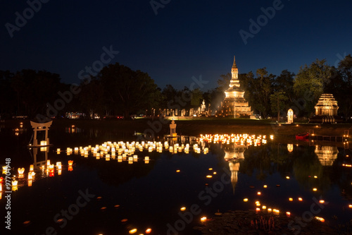 Loy Kratong Festival at Sukhothai Historical Park photo