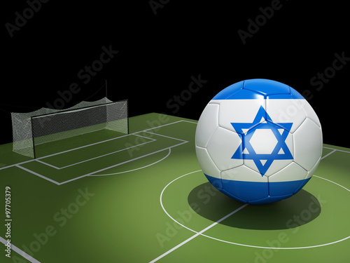 3d Soccer field and Israel ball.