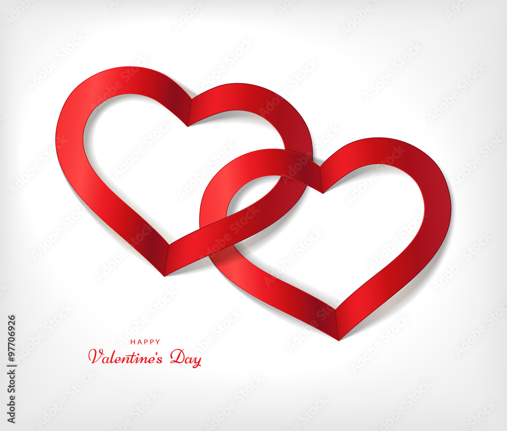White Valentine's Day background with Red heart. Editable blend options.