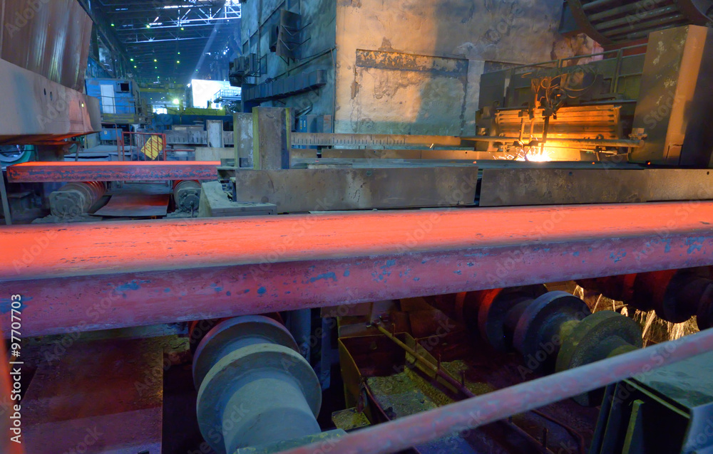 Fototapeta premium hot steel on conveyor
