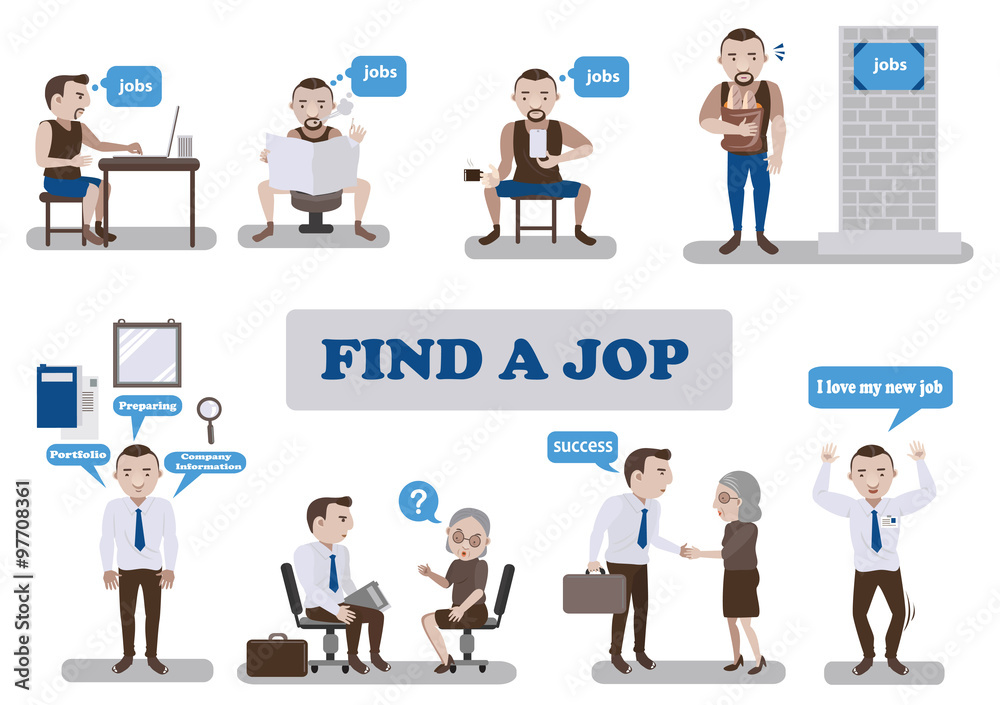 New job search and business man infographic.Vector illustration