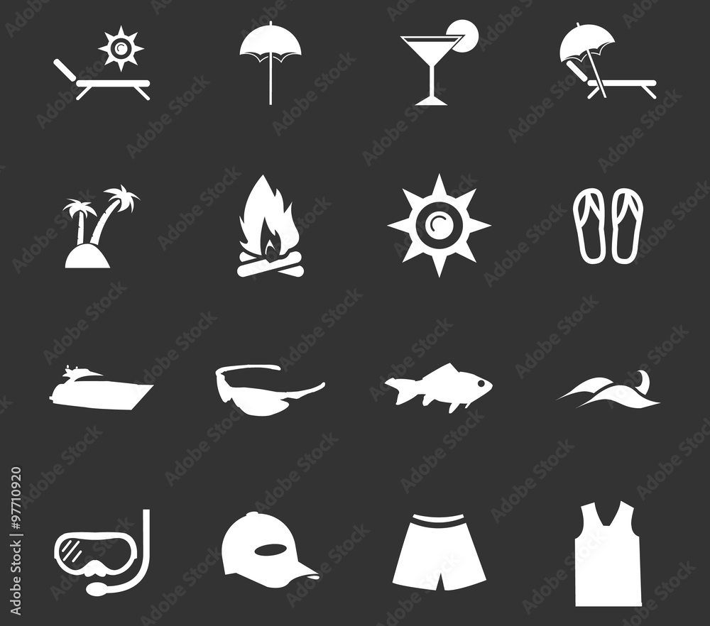 Beach icons set Beach icons set