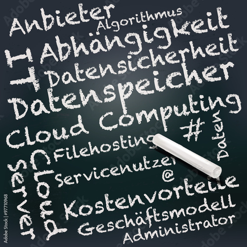 Tafel und Kreide mit Cloud Computing