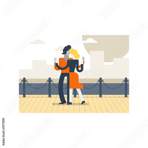 A couple on a river bank dancing