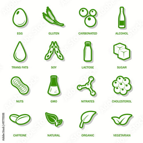 Allergen icons vector set.