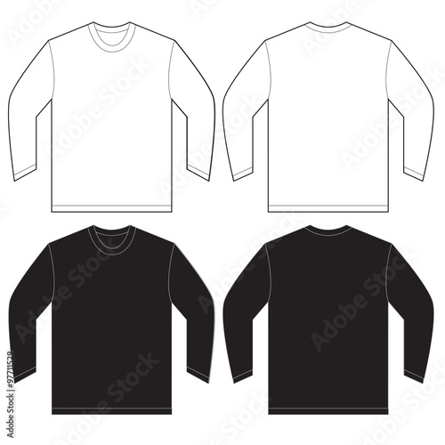 Black White Long Sleeve T-Shirt Design Template