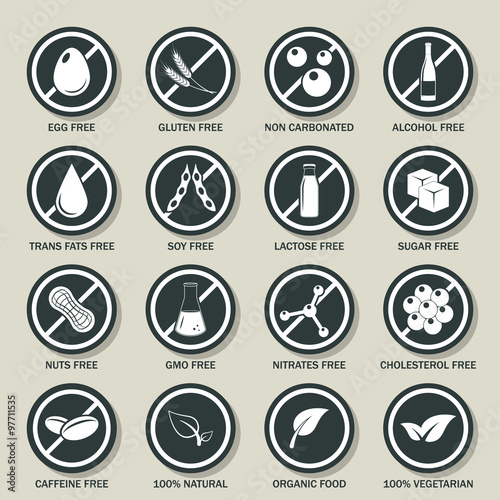 Allergen icons vector set.