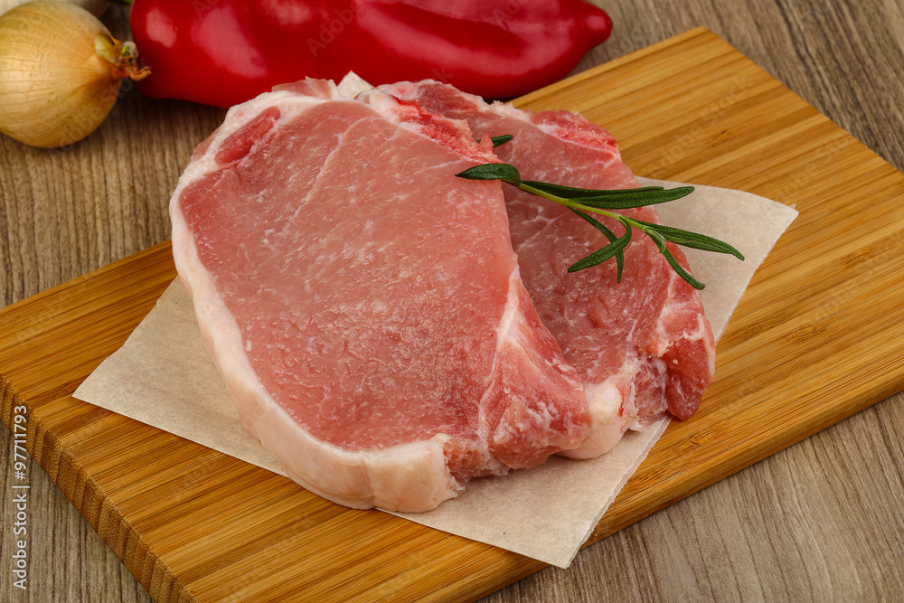 Raw pork steak