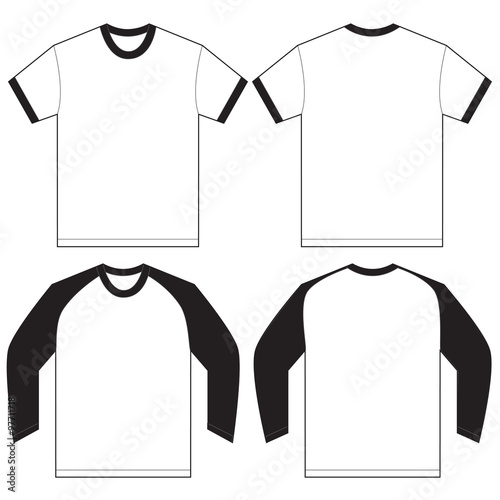 Black White Ringer T-Shirt Design Template photo