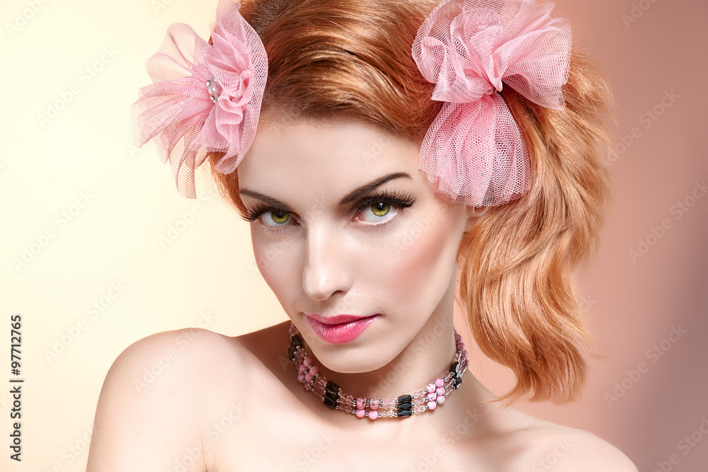 Beauty portrait woman, eyelashes, natural makeup Beauty portrait woman, eyelashes, natural makeup