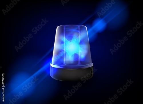 Blue emergency flashing siren. Vector