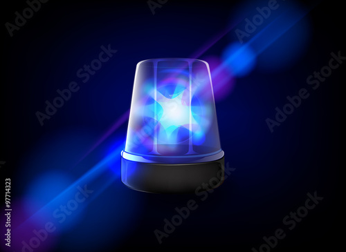 Blue emergency flashing siren. Vector