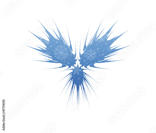 abstract wings christmas icon with snow