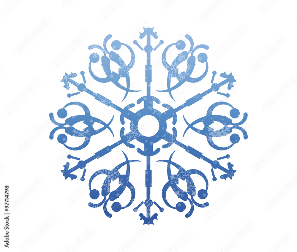 snowflake abstract christmas icon with snow snowflake abstract christmas icon with snow