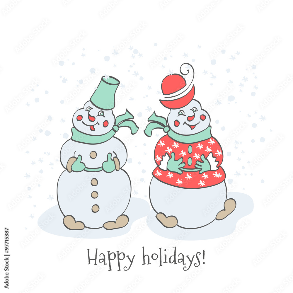 cartoon snowmen on holiday cartoon snowmen on holiday