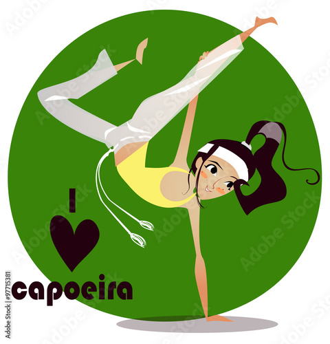 capoeira cartoon girl, sport, exercise, dance