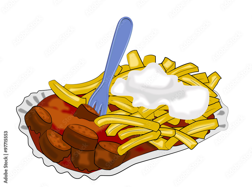 currywurst mit pommes Stock Illustration | Adobe Stock