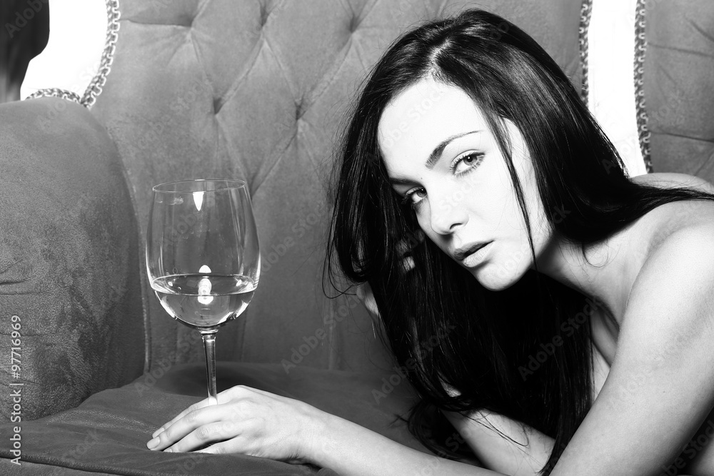 Glamour woman with wine Glamour woman with wine