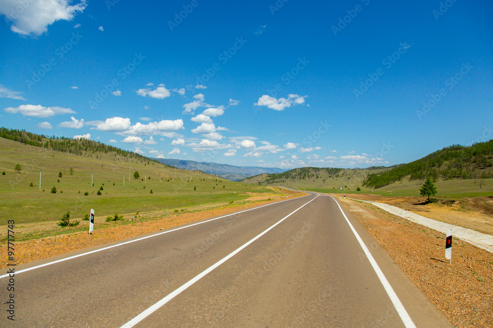 Road with blue sky and mountains