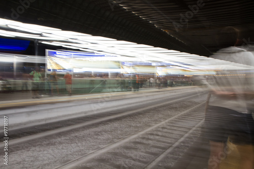 Fast Passenger Commuter Train with Motion Blur