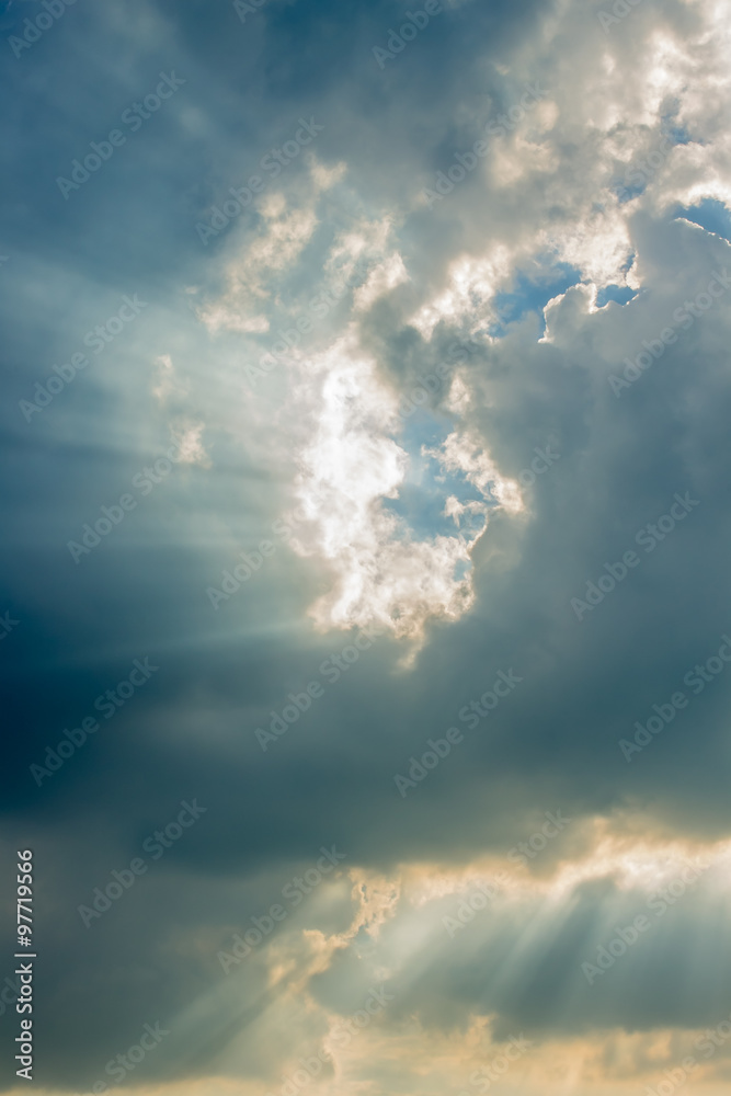 Fototapeta premium Beam of light and the clouds, Sky background