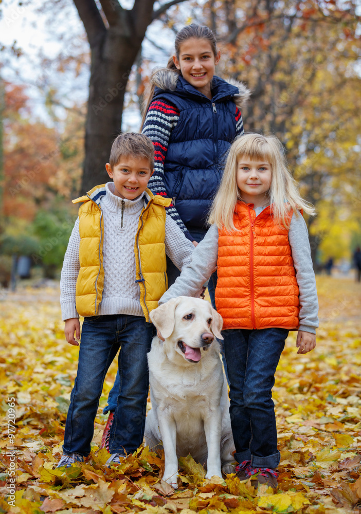 Kids with his dog labrador Kids with his dog labrador