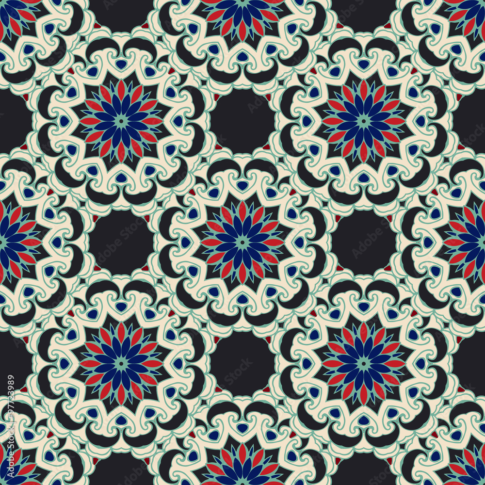 Abstract seamless ornamental pattern for fabric