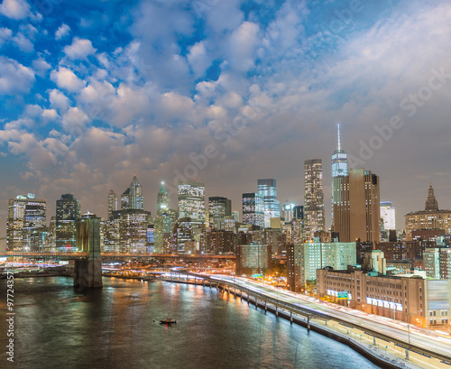 Amazing New York night skyline