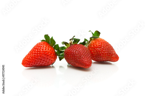 ripe strawberries on a white background