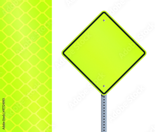 Yellow fluorescent road sign