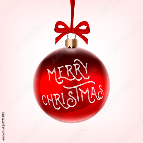 Christmas bauble gold with Merry Christmas text