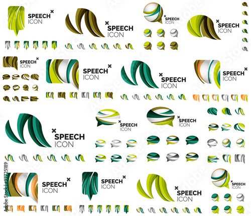 Speech bubble mega set, clouds. Colorful geometric design, icon or company logo collection