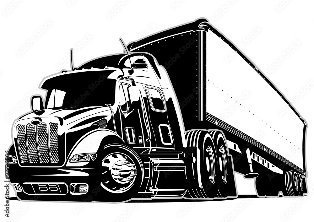 Cartoon semi truck Stock Vector | Adobe Stock