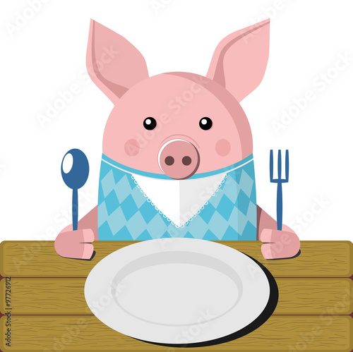 The pig at  table.
