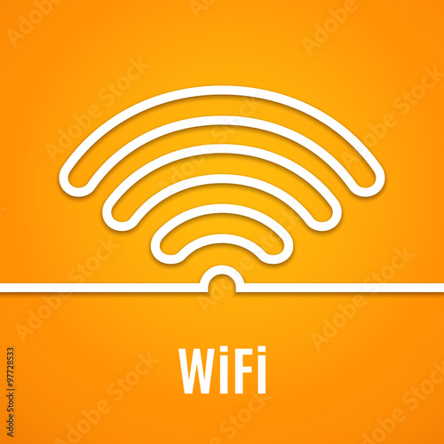 WiFi icon on orange background. Vector illustration
