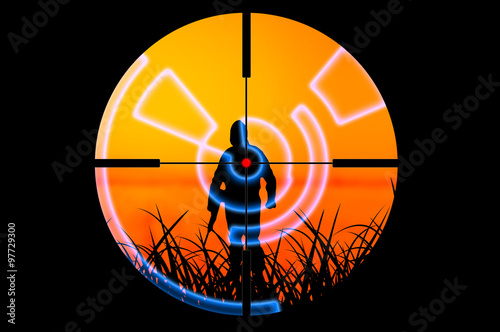 Terrorist attacked by sniper concept