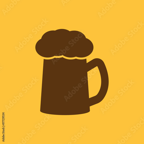 The glass of beer icon. Pub and kvass, alcohol, drink symbol. Flat