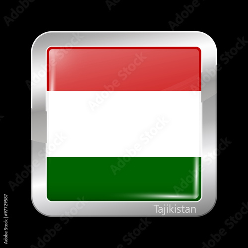 Free Download Tajikistan Variant Flag. Metallic Icon Square Shape - GFXLoad