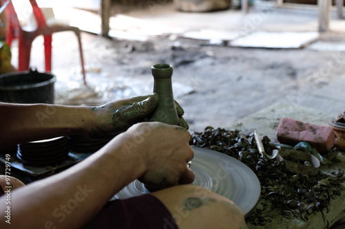 hand making pottery