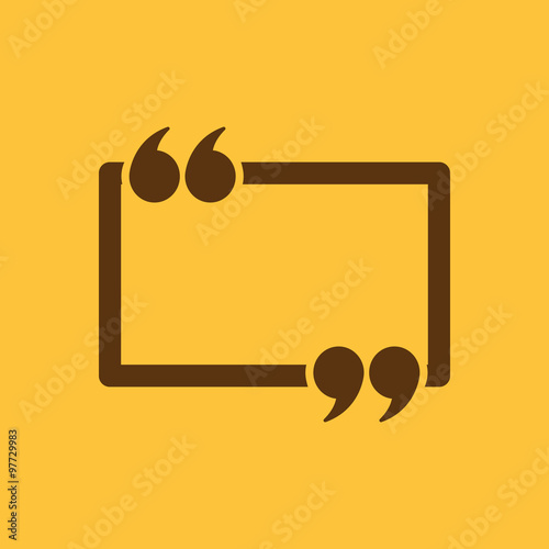 The Quotation Mark Speech Bubble icon. Quotes, citation, opinion symbol. Flat