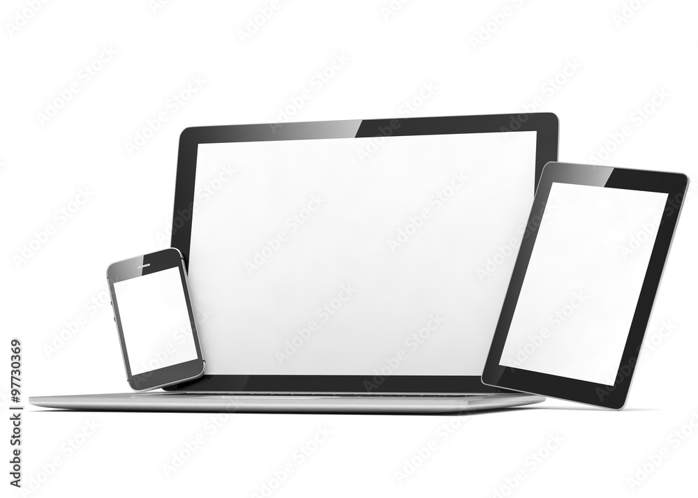 laptop, tablet, phone, on white laptop, tablet, phone, on white
