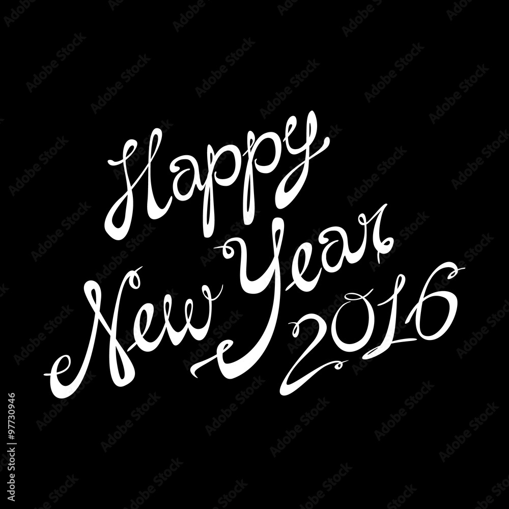 2016 Happy New Year, lettering Greeting Card design  text Vector illustration.